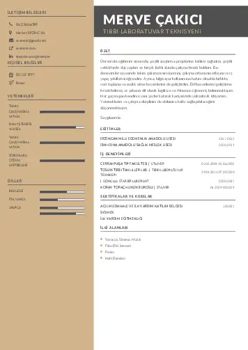 Laboratuvar Teknisyeni Cv Örnekleri cv indir